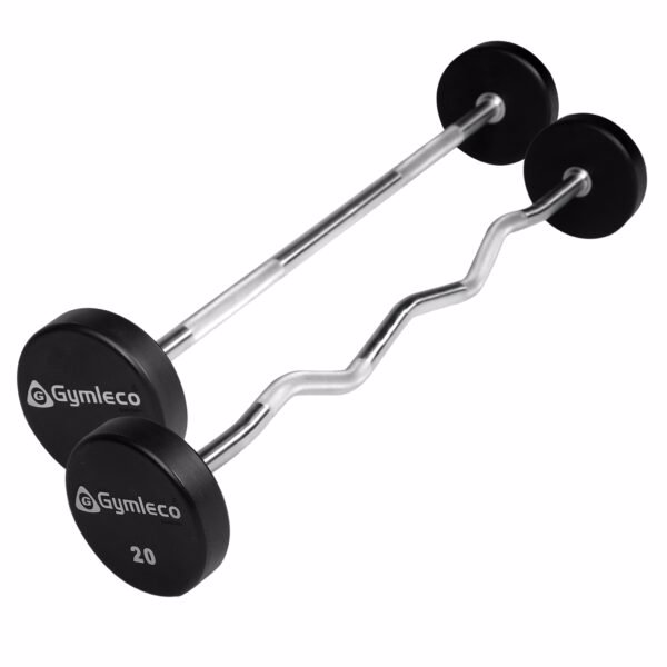 825 Gymleco Fast Skivstång, PU gummi, Rak / Curl